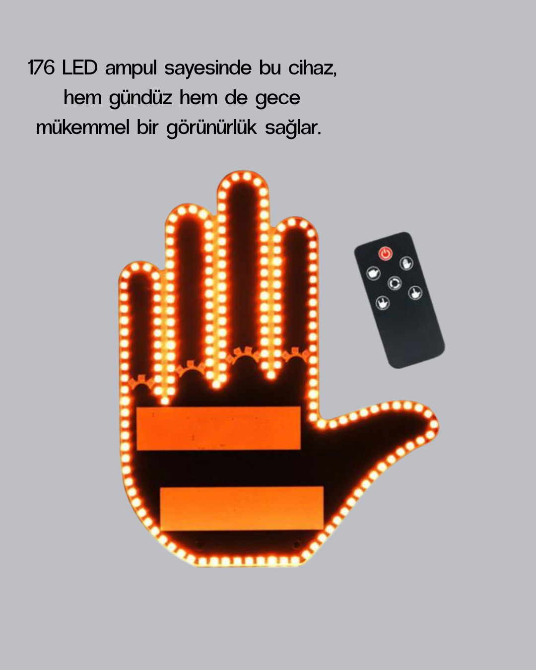 176 LED’li Amber Trafik Uyumlu Sinyal Işığı – El Hareketiyle Kontrol - Görsel 3