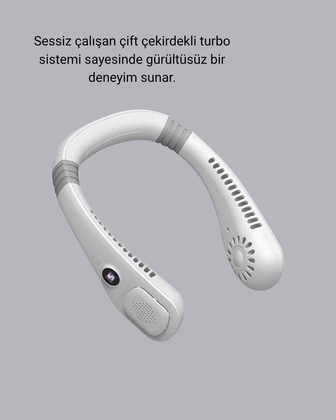 Taşınabilir Boyun Fanı Sessiz Çalışma ve USB Şarj Özellikli - Görsel 3