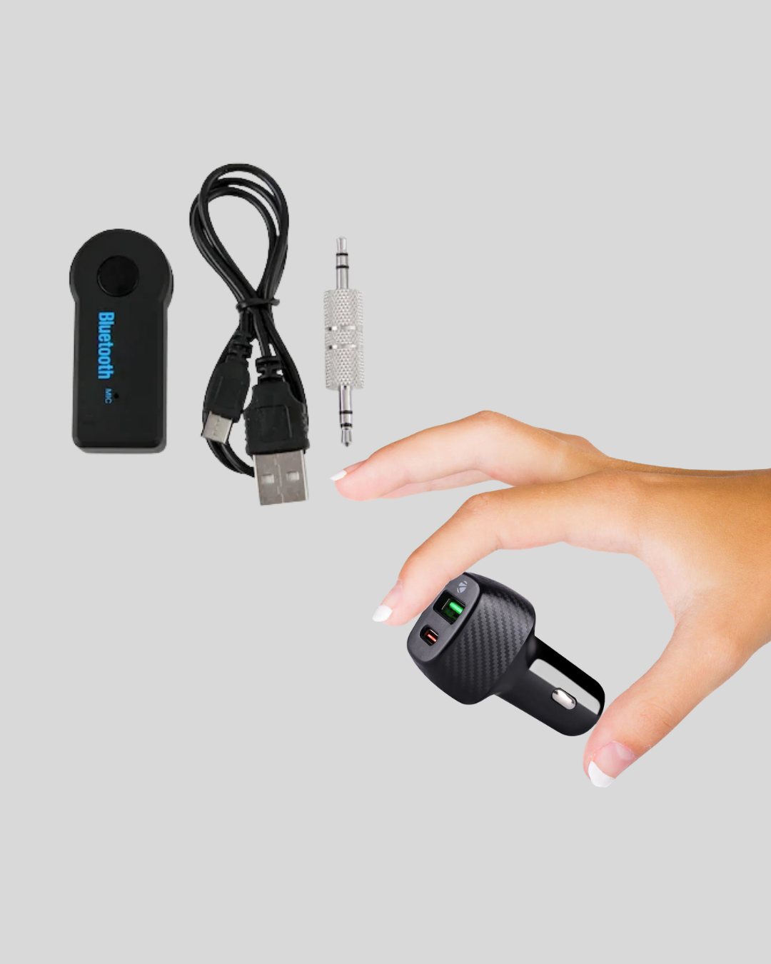 Bluetooth AUX Çevirici ve PD Destekli Araç Şarj Cihazı 2’li Set - Görsel 3