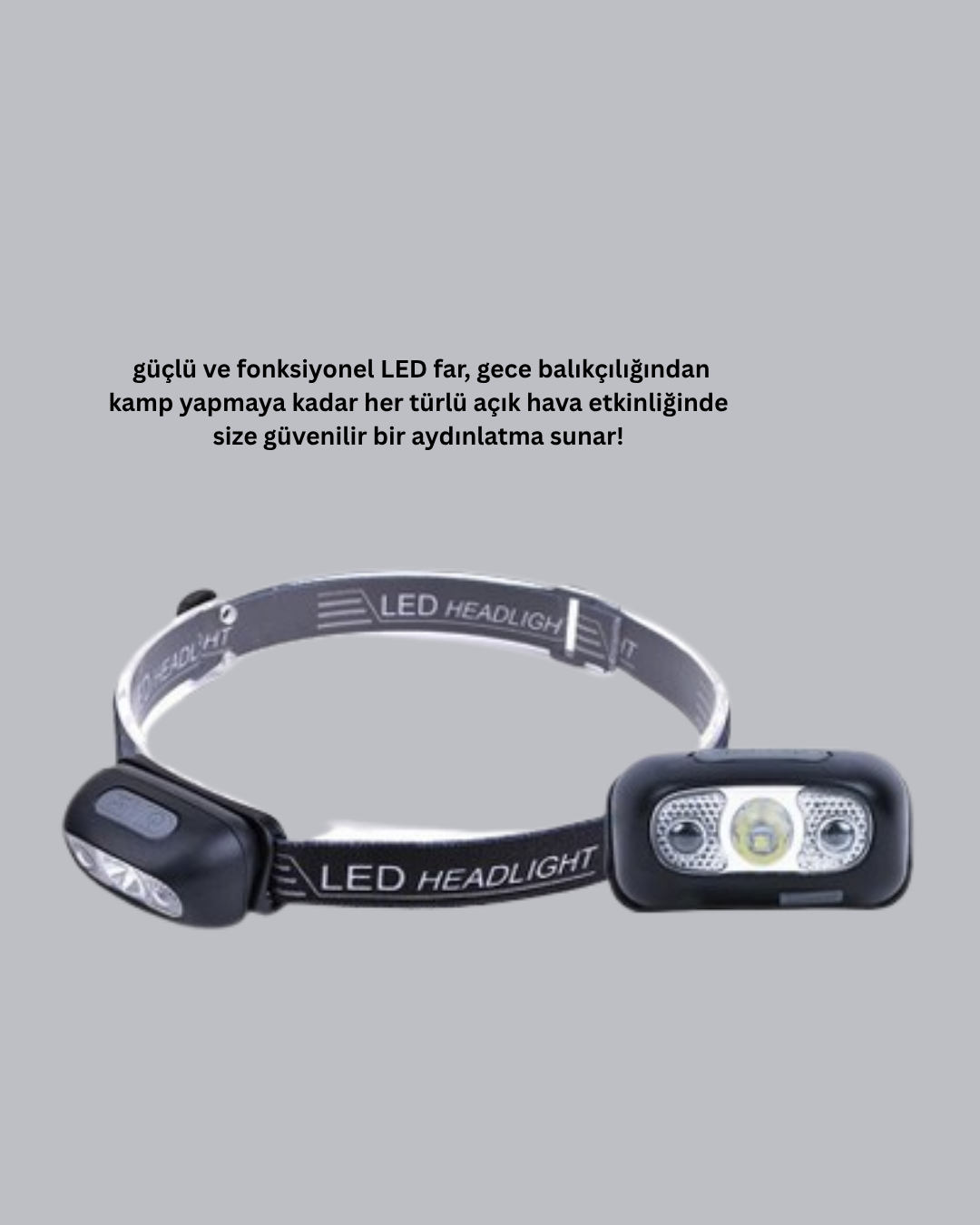 IPX5 Su Geçirmez Şarjlı LED Kafa Feneri | Hareket Sensörlü, Ayarlanabilir 60° Far - Görsel 3