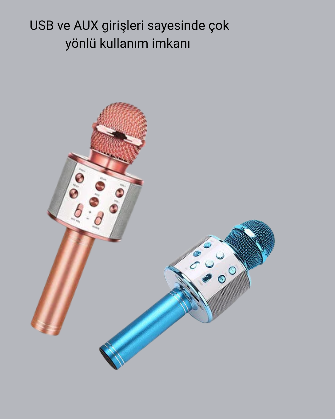 Taşınabilir Karaoke Mikrofon – Bluetooth, USB ve AUX Girişli - Görsel 3