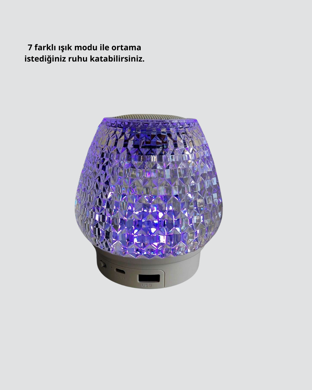 Mini LED Işıklı Bluetooth Hoparlör 5W Kristal Desenli 1200 mAh Şarjlı - Görsel 3