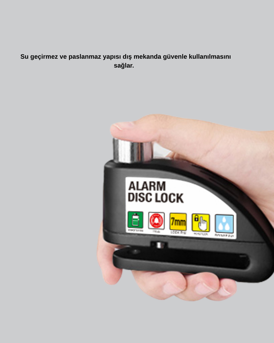 110 dB Alarmlı Disk Fren Kilidi Su Geçirmez Çelik Motosiklet Güvenlik Kilidi - Görsel 3