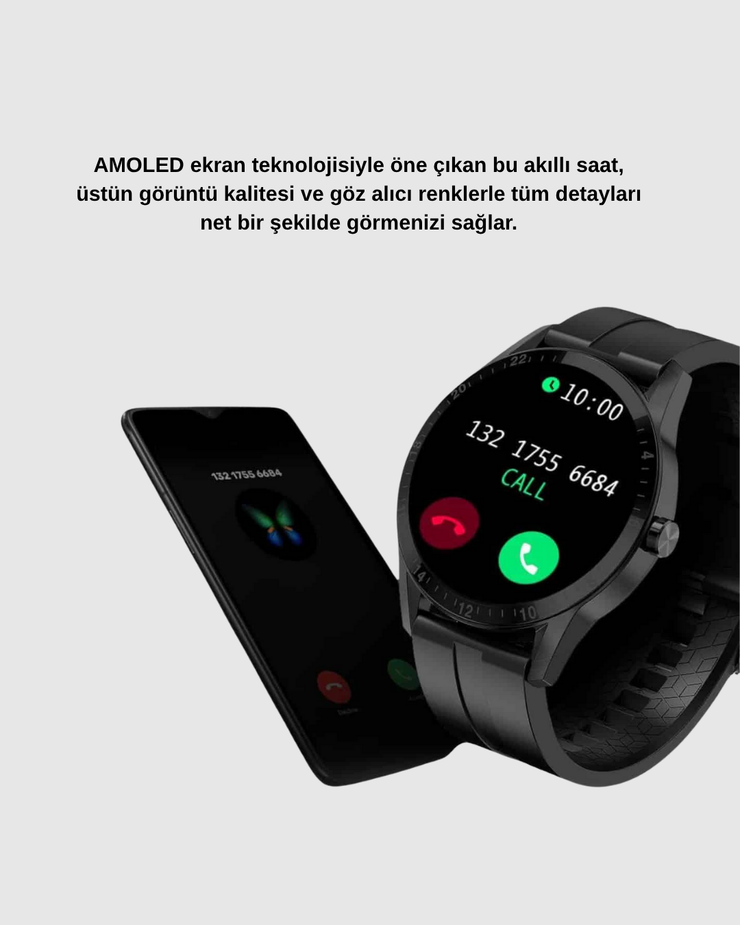 AMOLED Ekranlı Akıllı Saat – 3 Kordon Seçenekli, Suya Dayanıklı, Kalp Atış ve Uyku Takip Özellikli - Görsel 3