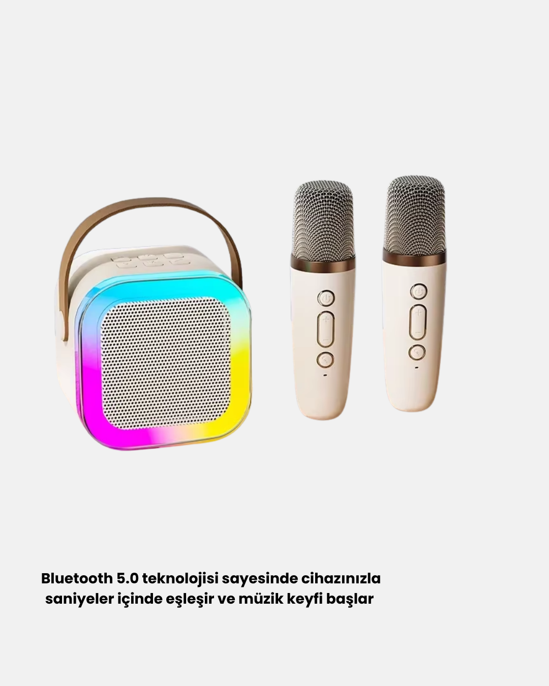Taşınabilir Karaoke Hoparlör Bluetooth 5.0 ve Çift Mikrofonlu - Görsel 3