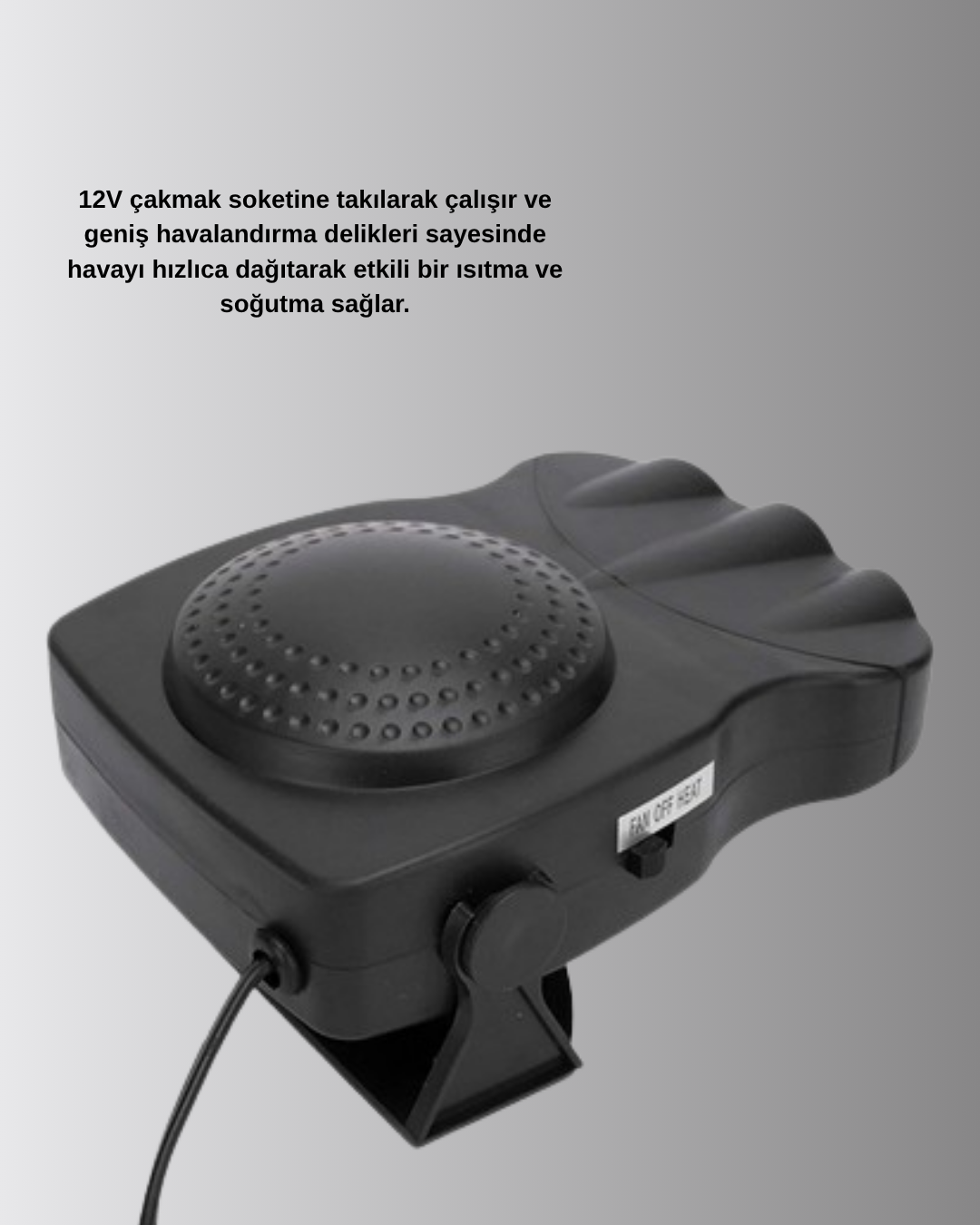 3’ü 1 Arada Araç İçi Isıtıcı ve Fan 150W Güçlü ve 360° Dönebilen Başlıklı - Görsel 3
