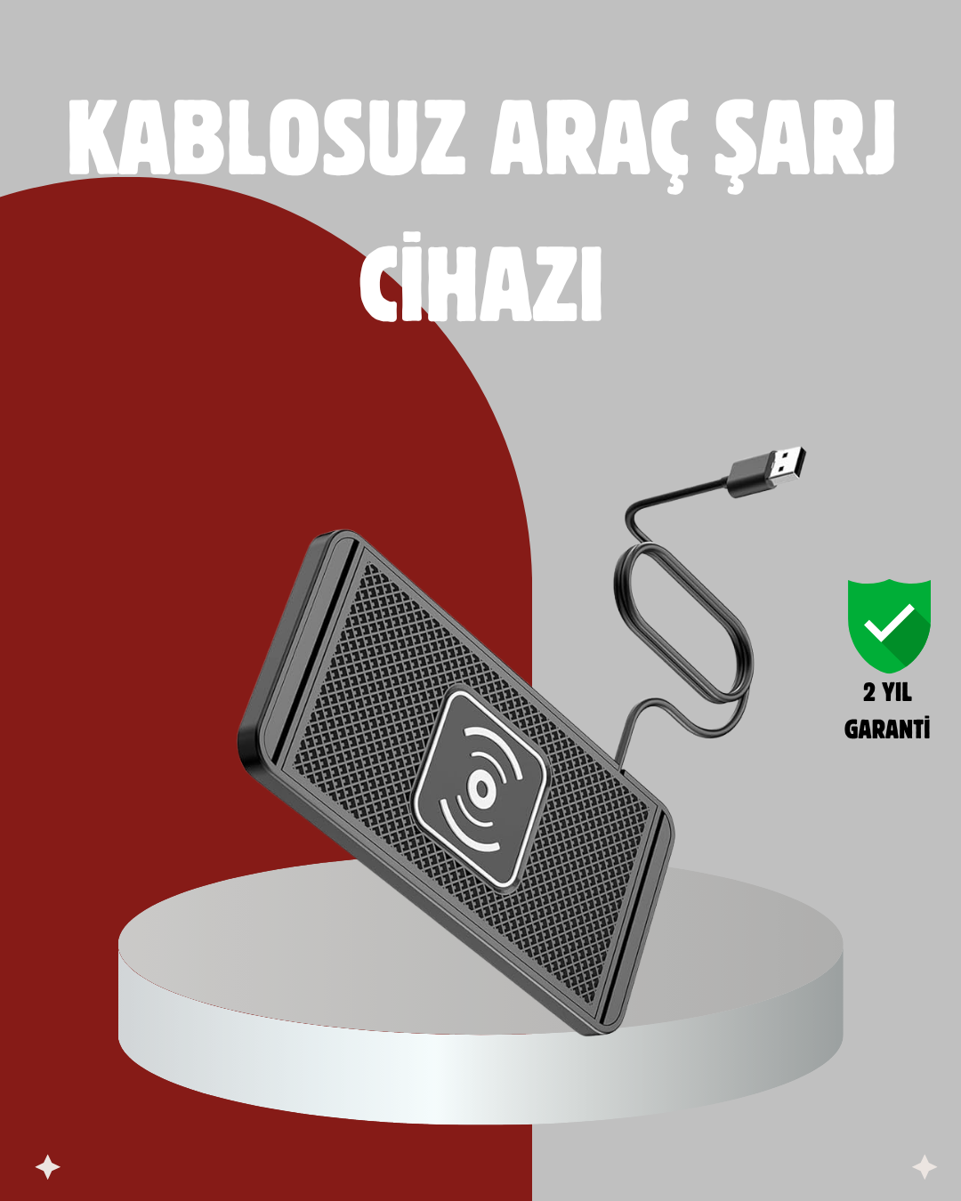 Hızlı Kablosuz Araç Şarj Cihazı – Manyetik Pad, Aşırı Isınma Korumalı
