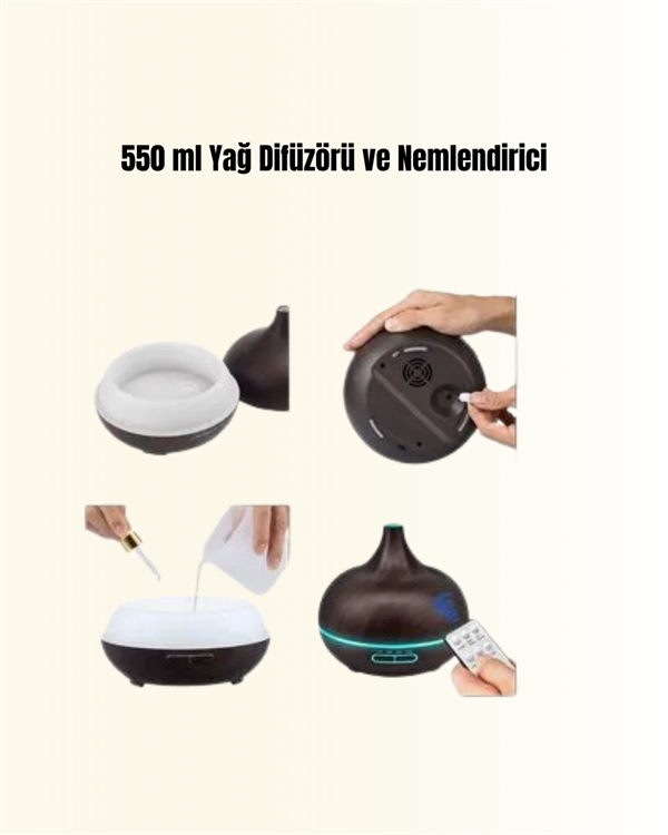 7 Renk Işıklı Ultrasonik Hava Difüzörü – Sessiz ve Güvenli Kullanım - Görsel 3