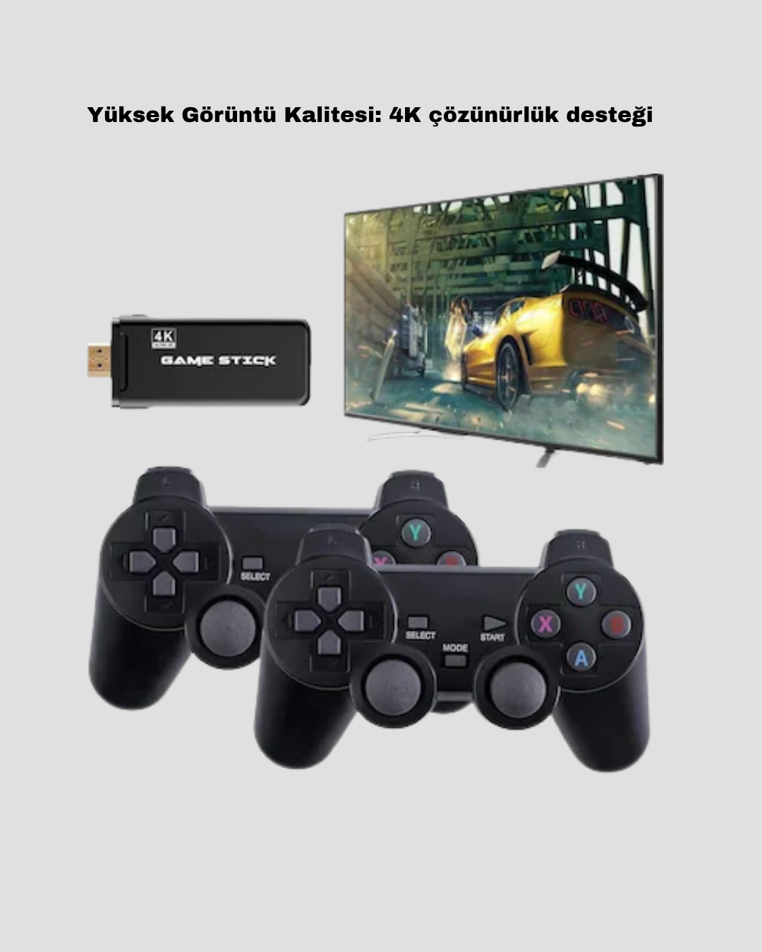 Kablosuz 4K Retro Atari Game Stick – 2 Kollu, 20000 Hazır Oyun - Görsel 4