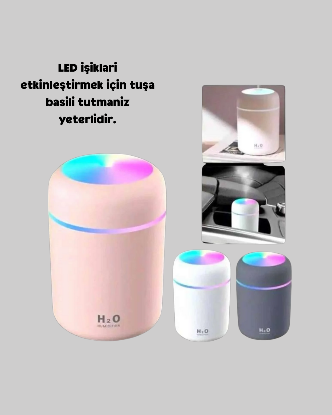 LED Işıklı USB Nemlendirici – Sürekli ve Aralıklı Püskürtme Modu - Görsel 4