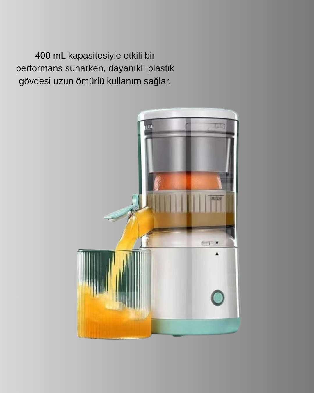 USB Şarjlı Mini Meyve Sıkacağı – Çift Bıçaklı, Güvenlik Kilitli - Görsel 4