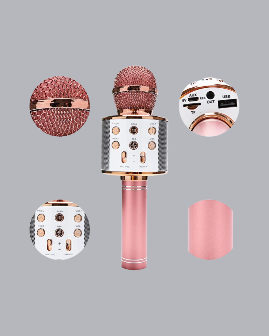 Taşınabilir Karaoke Mikrofon – Bluetooth, USB ve AUX Girişli - Görsel 4