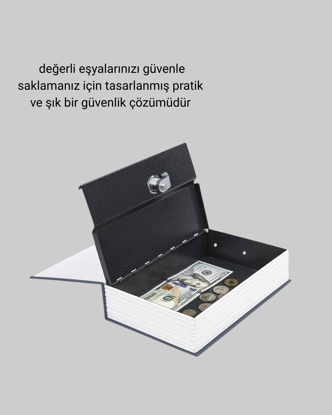 Gizli Kitap Kasa – Metal Gövdeli, Anahtarlı - Görsel 3
