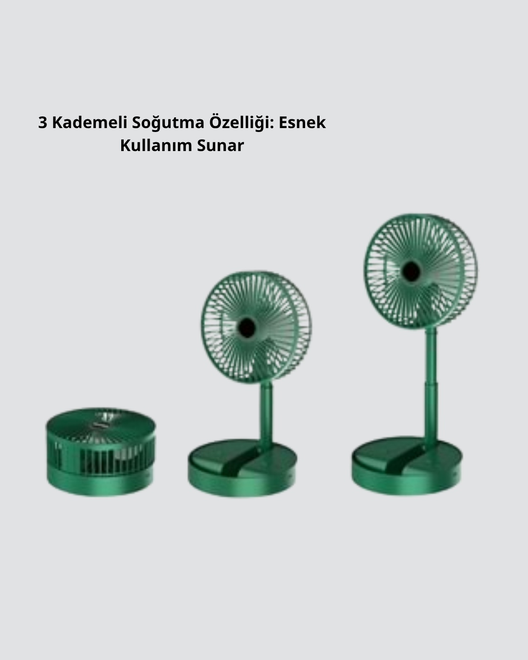 Taşınabilir Şarjlı Mini Fan – Katlanabilir Gövde, 3 Hız Kademesi - Görsel 4