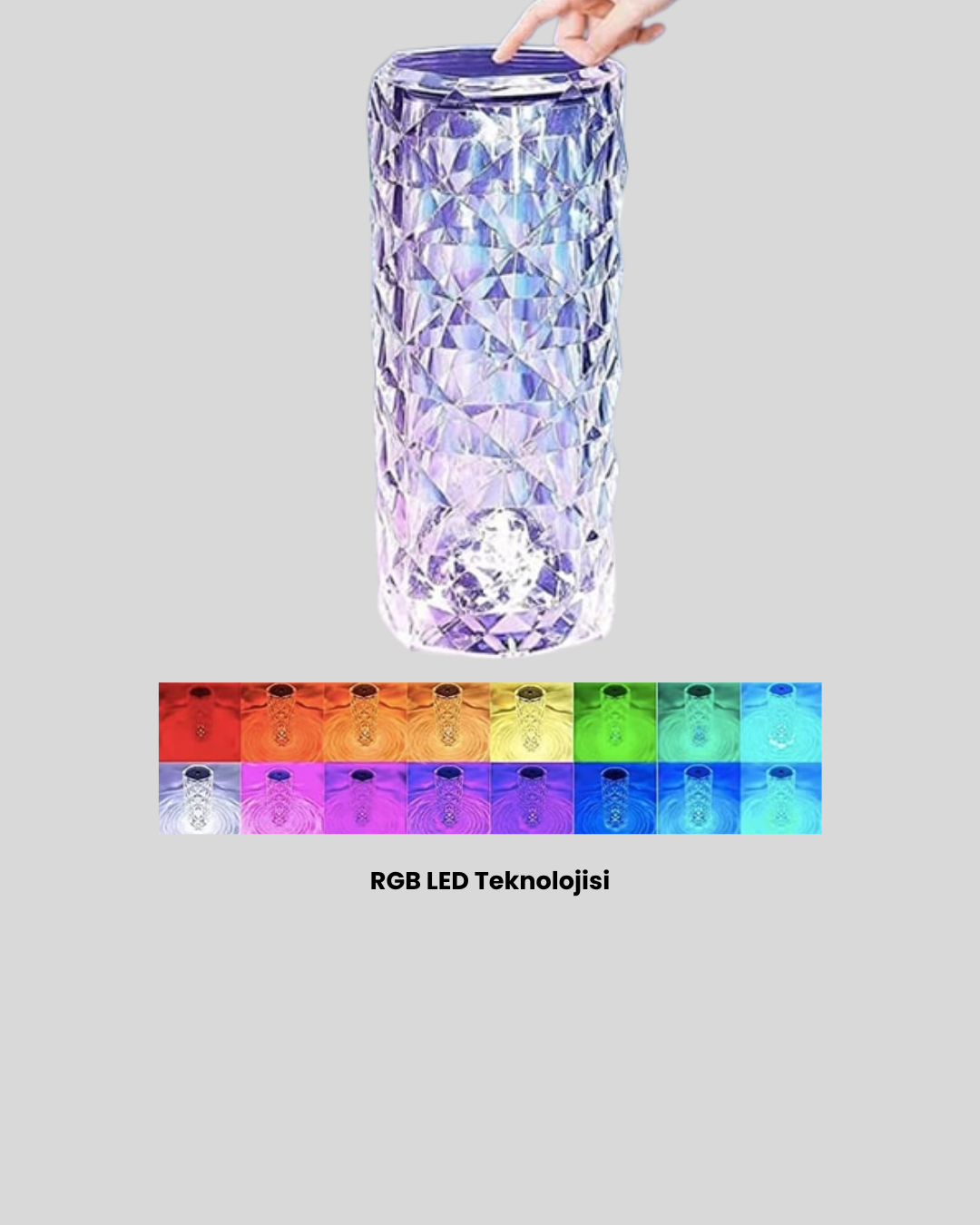 Kristal RGB LED Masa Lambası – Renkli Kumandalı Işık, Dekoratif ve Enerji Tasarruflu - Görsel 4