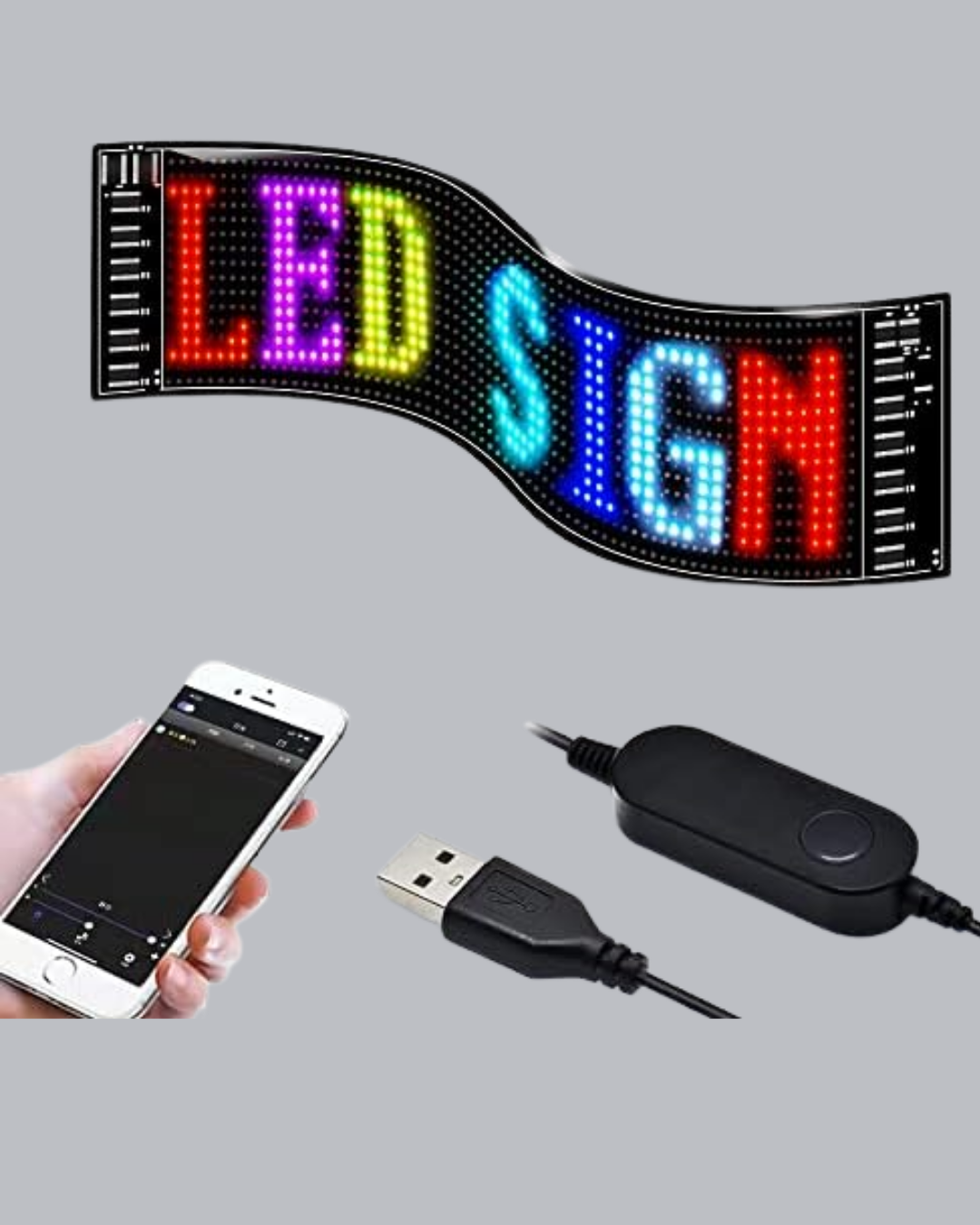RGB LED Panel – Çok Renkli, Kumandalı, USB Bağlantılı Yazı ve GIF Gösterimli Akıllı Lamba - Görsel 4