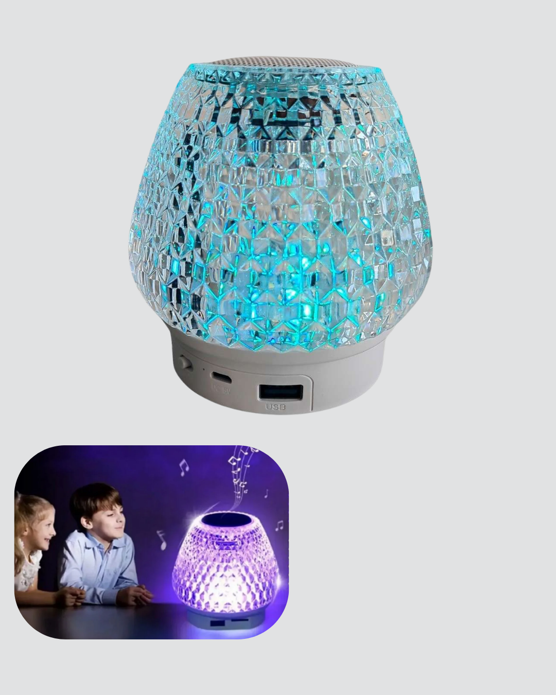 Mini LED Işıklı Bluetooth Hoparlör 5W Kristal Desenli 1200 mAh Şarjlı - Görsel 4