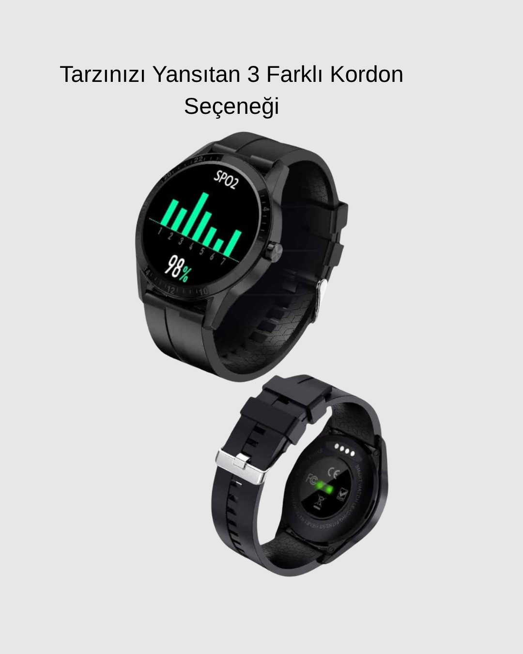 AMOLED Ekranlı Akıllı Saat – 3 Kordon Seçenekli, Suya Dayanıklı, Kalp Atış ve Uyku Takip Özellikli - Görsel 4