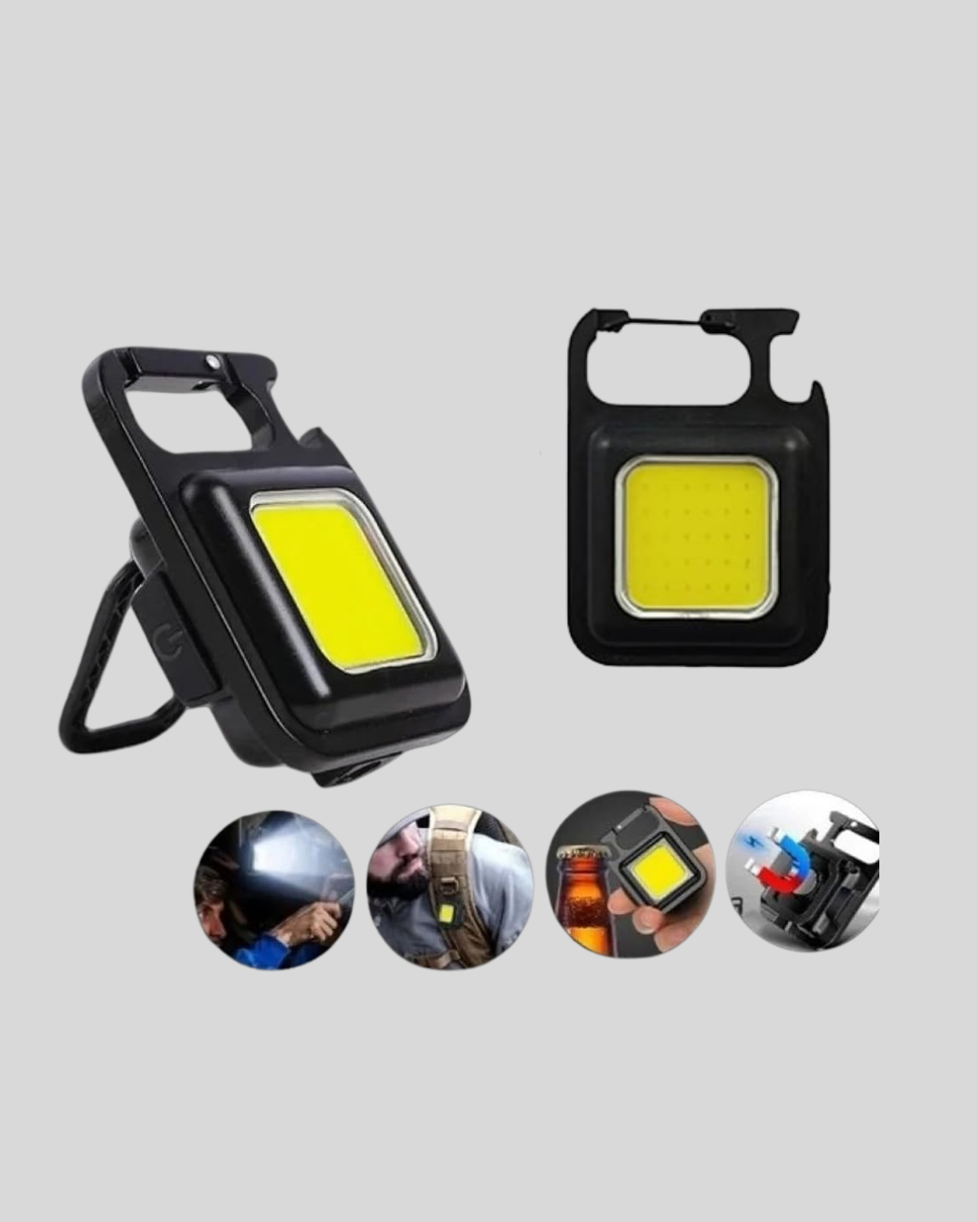 Mini 800 Lümen LED El Feneri – USB Şarjlı, 3 Kademeli Işık, Şişe Açacaklı Taşınabilir Tasarım - Görsel 4