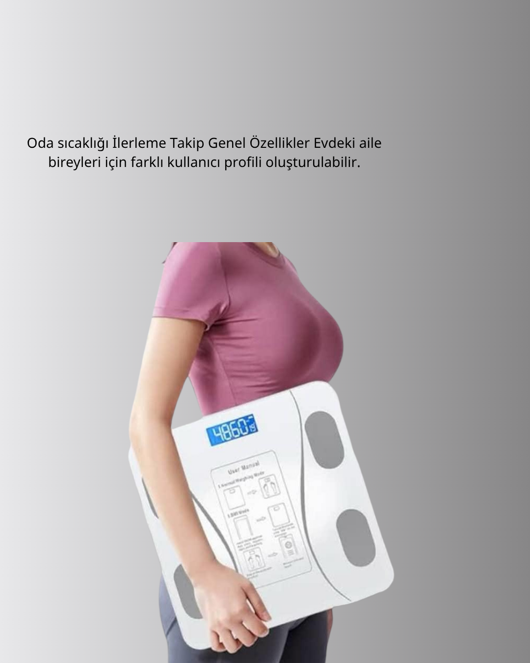 Akıllı Dijital Baskül – Bluetooth Bağlantılı, 8 Ölçüm Verili, Akıllı Vücut Analiz Tartısı - Görsel 4