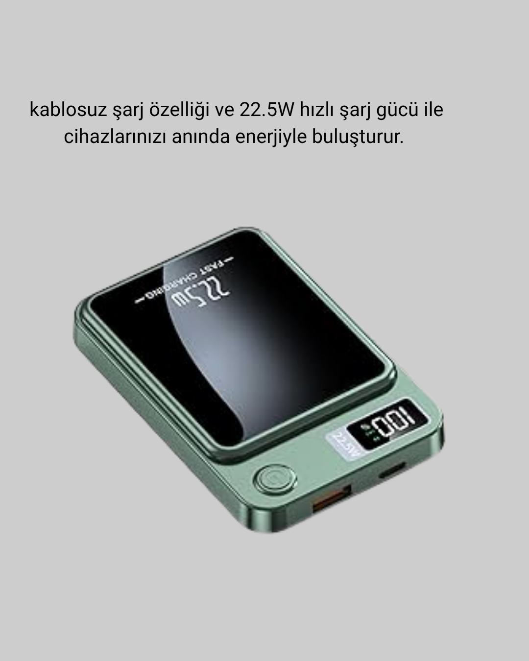 MagSafe Powerbank Kablosuz Şarjlı ve 22.5W Hızlı Şarj Destekli - Görsel 4