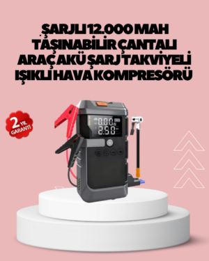 Araç İçin 4 Fonksiyonlu Akü Takviye ve Lastik Şişirme Cihazı