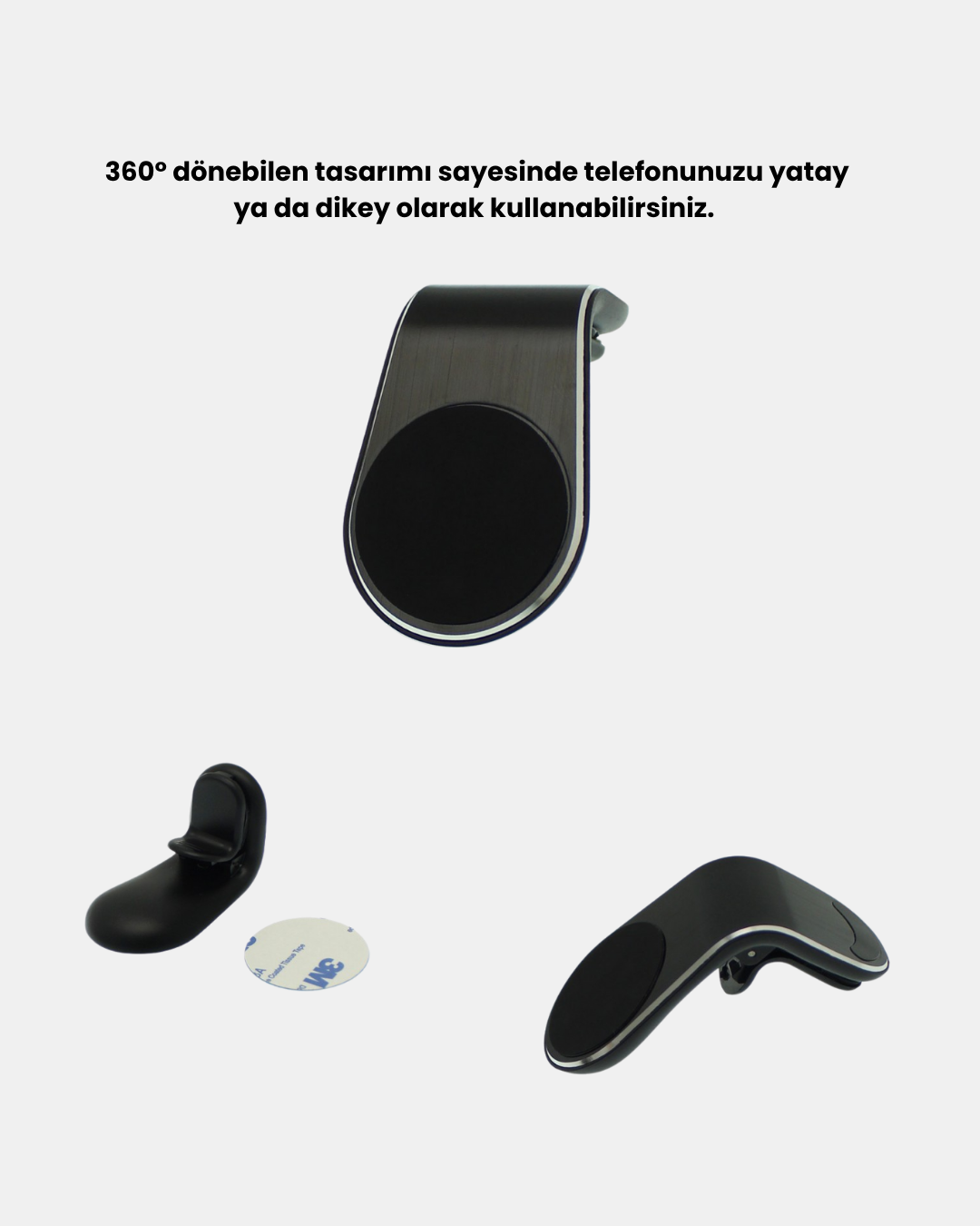 Araç İçi Manyetik Telefon Tutucu Güçlü Klipsli ve 360 Derece Ayarlanabilir - Görsel 4