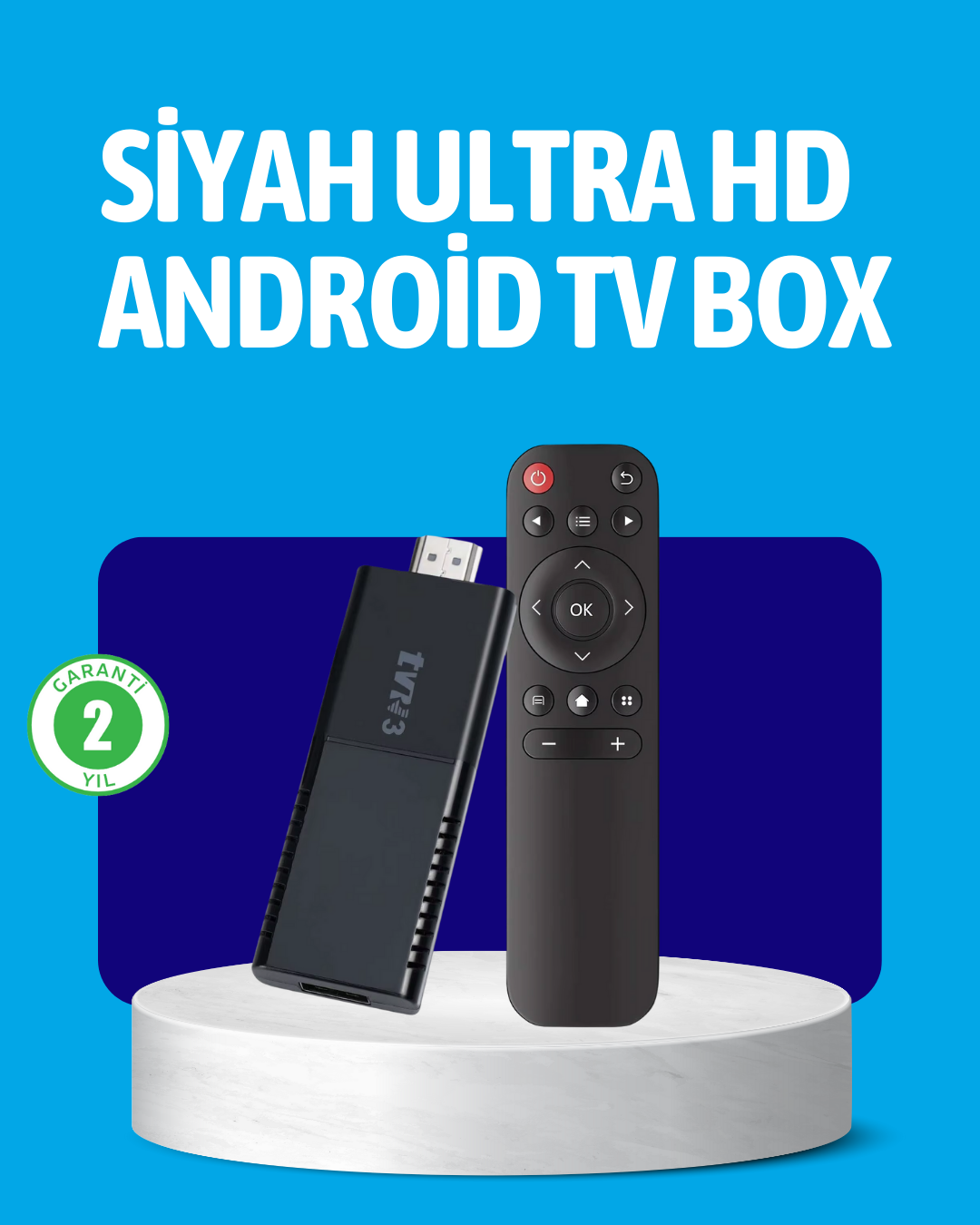 Android TV Stick 2GB RAM 16GB Depolama Kapasiteli