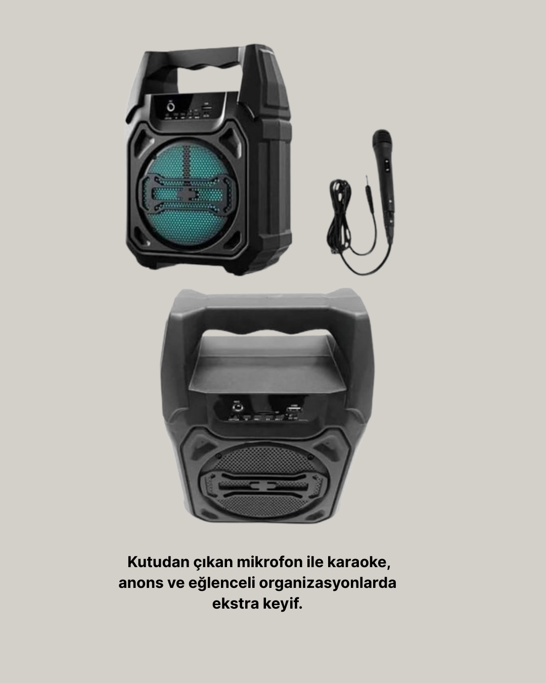 6.5 İnç Bluetooth Hoparlör Mikrofonlu Taşınabilir Karaoke ve Parti Sistemi - Görsel 4