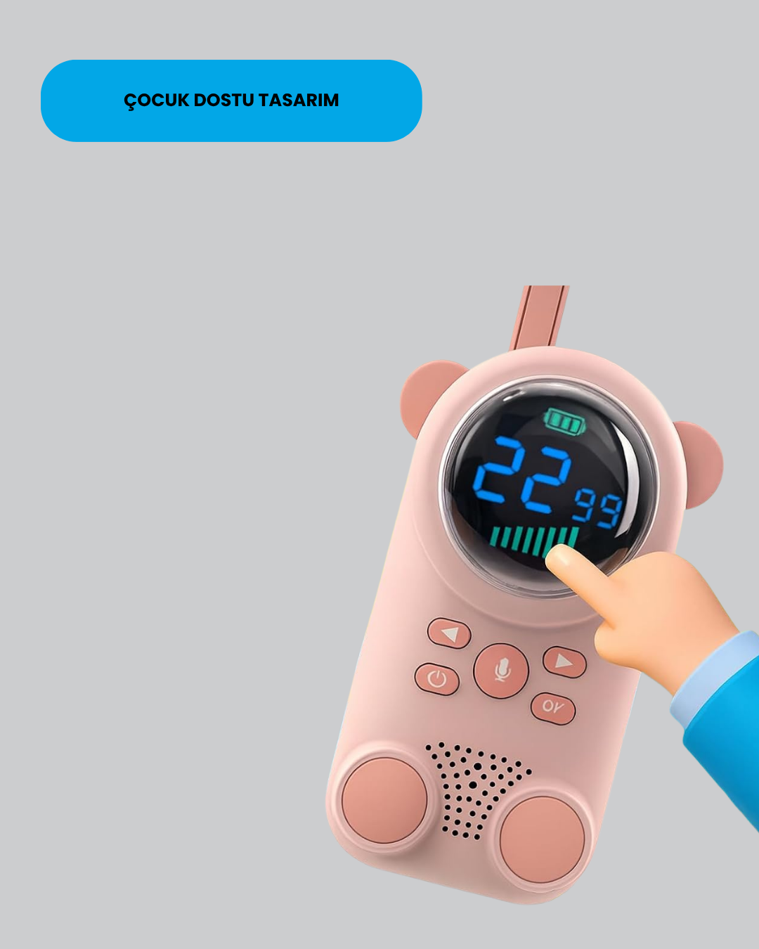 LCD Ekranlı Bebek Telsizi – İki Yönlü Ses, Uzun Menzil, Çocuk Dostu Tasarım - Görsel 2