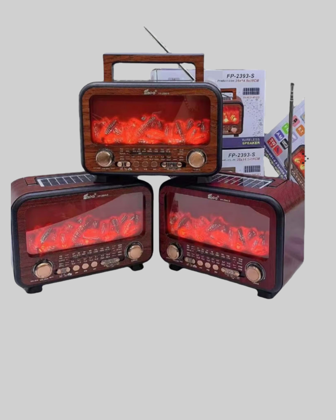 Şömine Alev Işıklı Solar Bluetooth Hoparlör – 7W Güçlü Ses, FM Radyo - Görsel 2