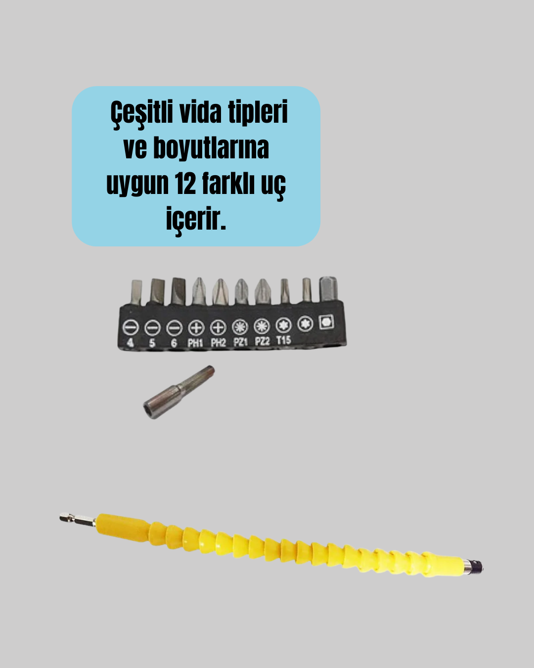 12 Parça Akrobat Bits Seti Çok Amaçlı Vidalama Dayanıklı Çelik - Görsel 2
