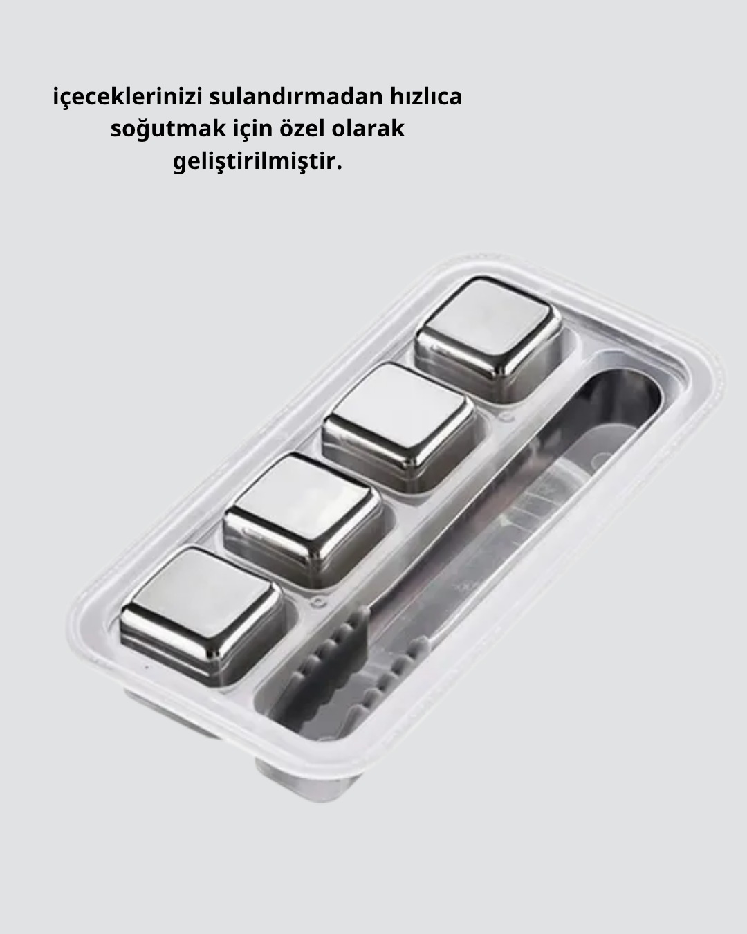Paslanmaz Metal Buz Küpleri Seti Klipsli Sulandırmadan Soğutma Özellikli - Görsel 5
