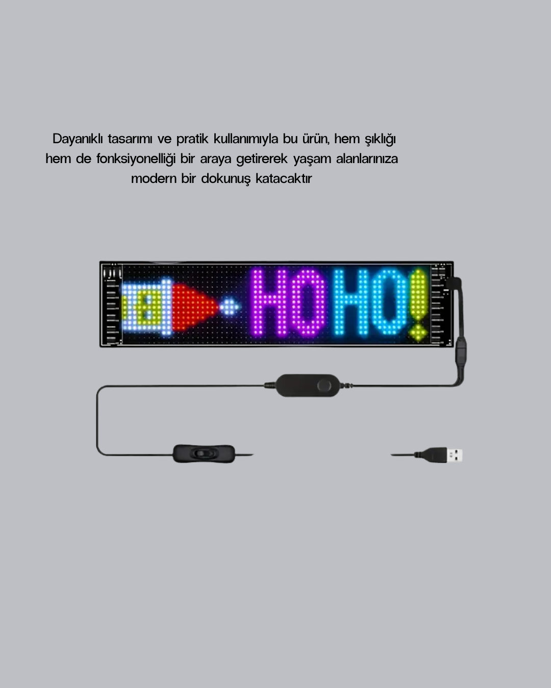 RGB LED Panel – Çok Renkli, Kumandalı, USB Bağlantılı Yazı ve GIF Gösterimli Akıllı Lamba - Görsel 5