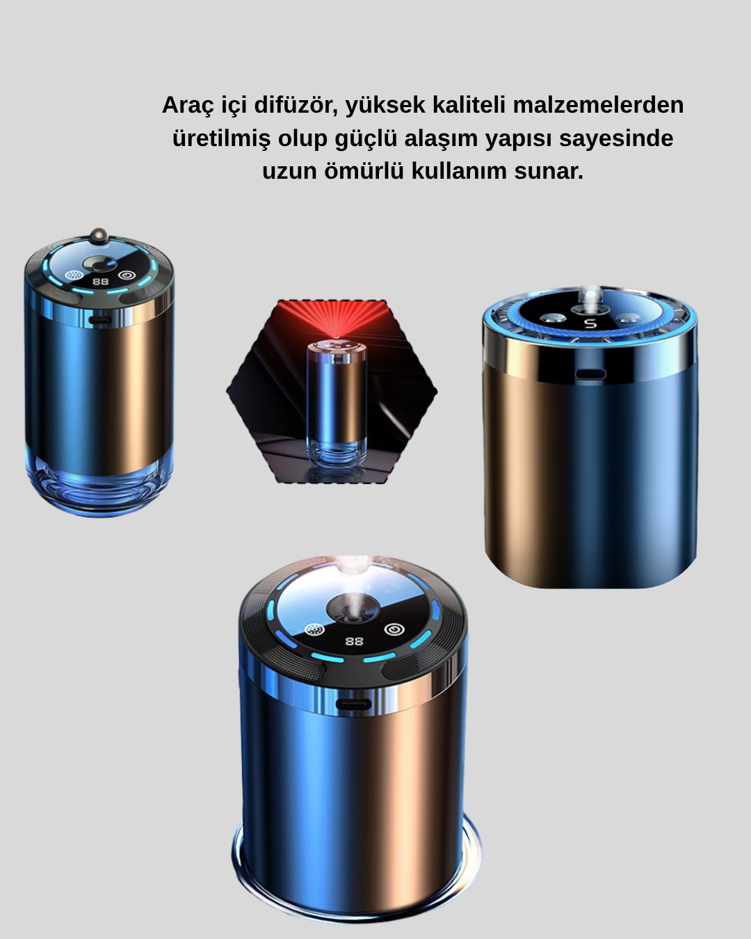 Araç İçi Difüzör Yıldız Projeksiyonlu ve Aromaterapi Özellikli - Görsel 5