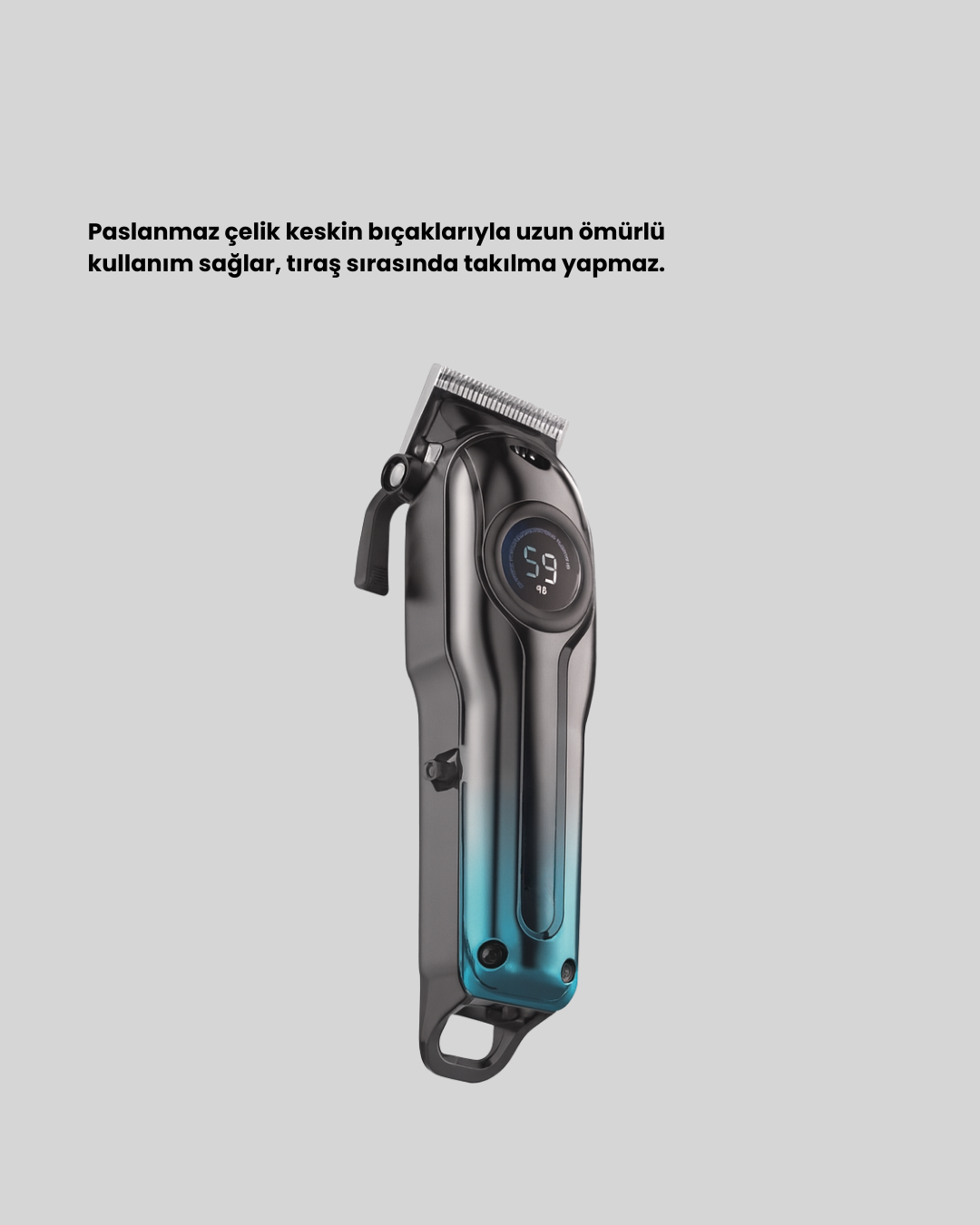 Profesyonel Saç Kesme Makinesi – 2000 mAh Şarjlı, LCD Ekranlı - Görsel 3