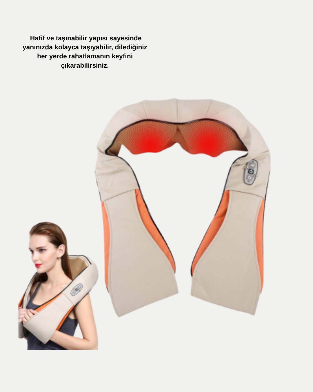Ergonomik Ovmalı Masaj Aleti – Isıtmalı, Yoğurmalı, Boyun ve Bel Rahatlatıcı Masaj Makinesi - Görsel 5