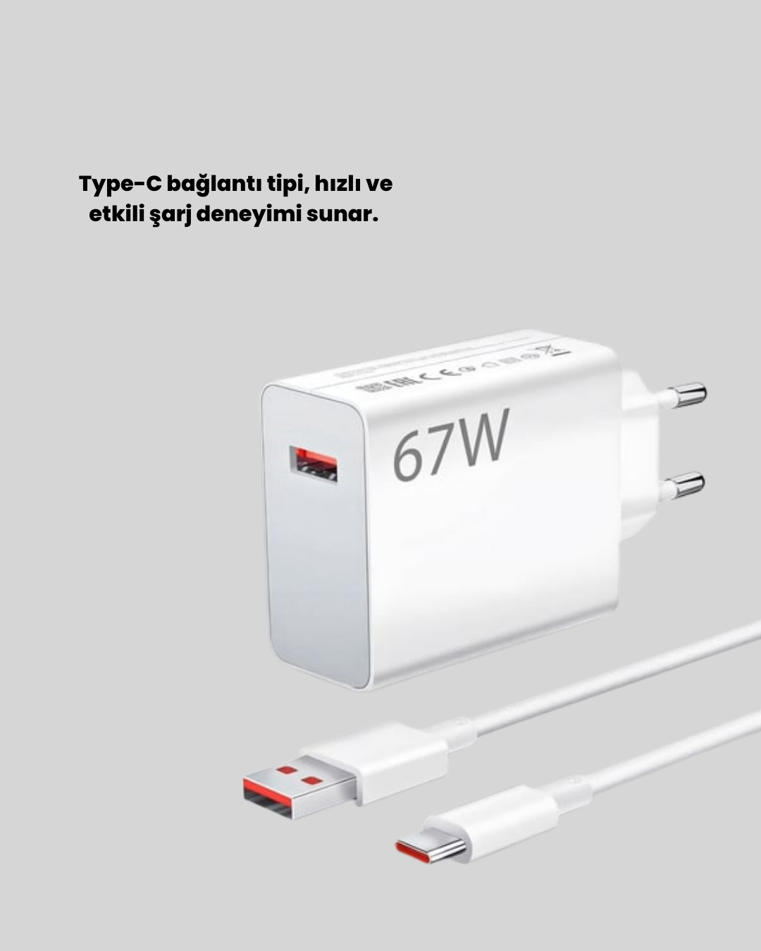 67 Watt Type C Hızlı Şarj Başlık Xiaomi Black Shark Uyumlu - Görsel 4