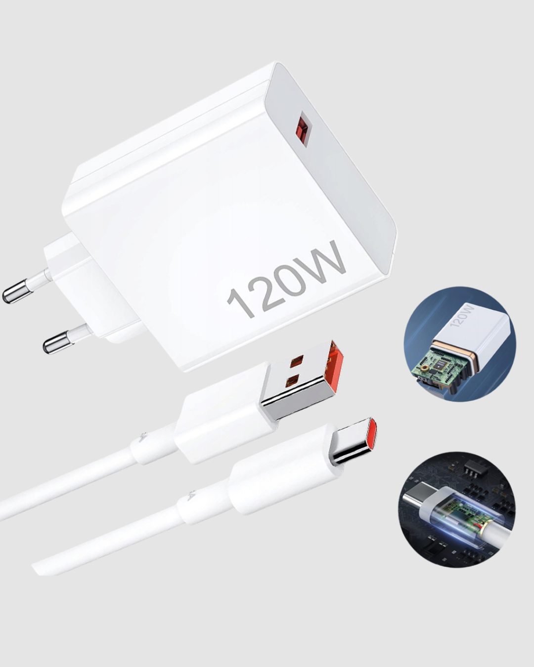 120W Süper Hızlı Şarj Adaptörü – Type-C Kablo Dahil, Yüksek Voltaj Korumalı - Görsel 5