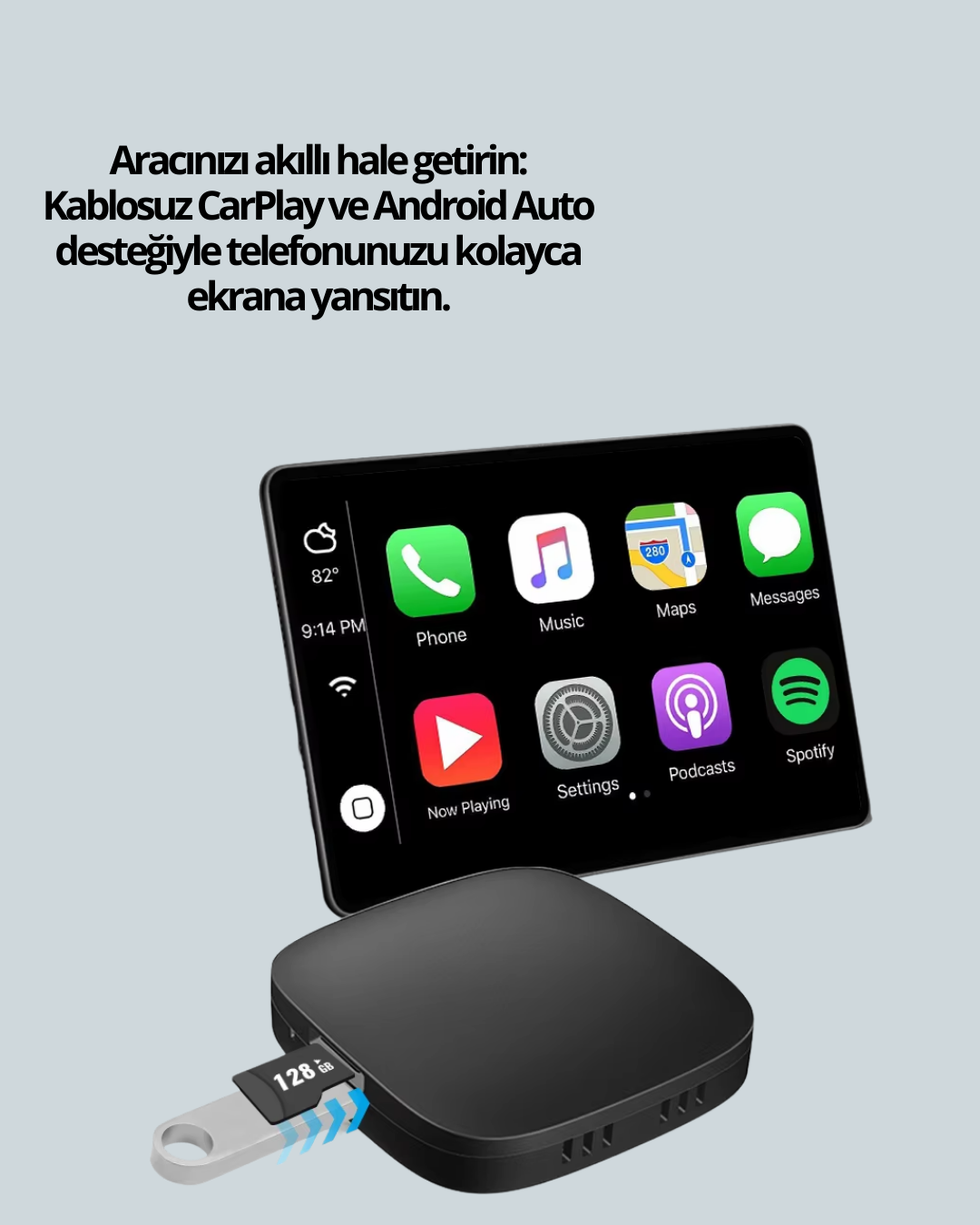 USB Girişli Tak Çalıştır Kablosuz Android Auto Cihazı - Görsel 2