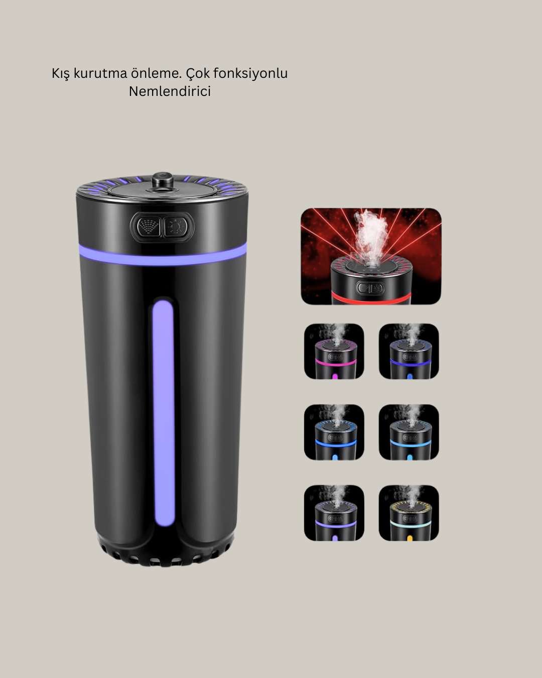 USB Bağlantılı LED’li Hava Nemlendirici Aromaterapi Buhar Difüzörü - Görsel 2
