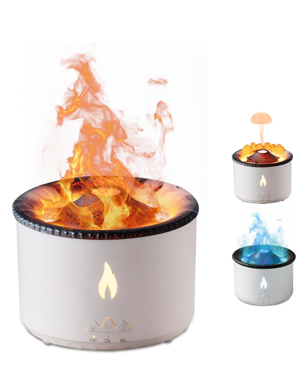 LED Alev Efektli Aroma Difüzörü Ultrasonik Hava Nemlendirici Gece Lambası Fonksiyonlu - Görsel 2