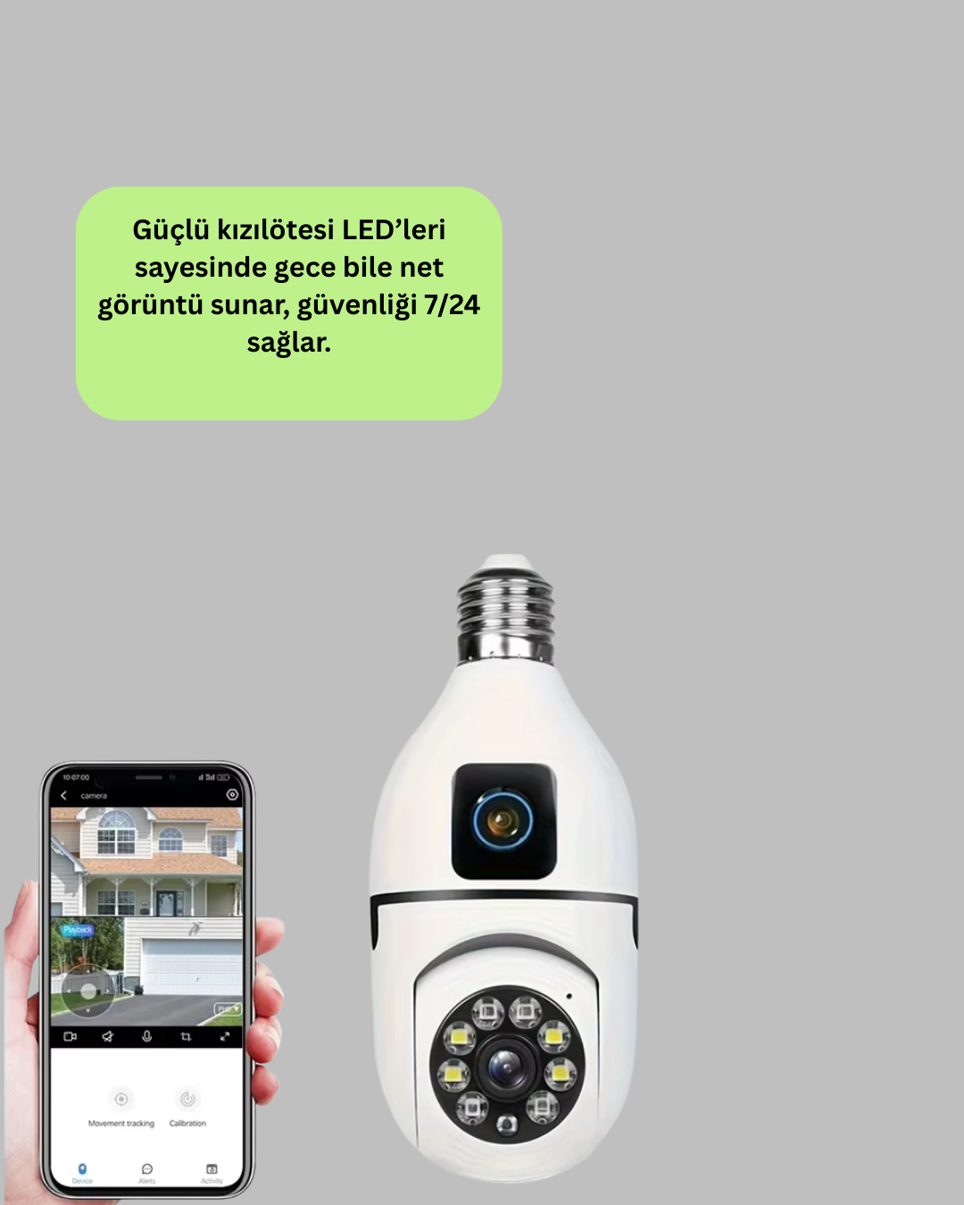 1080P WiFi Ampul Güvenlik Kamerası – Gece Görüş & Uzaktan Erişim - Görsel 2