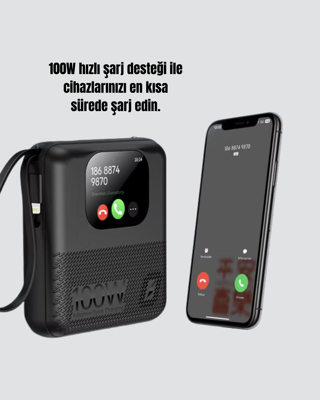 2025 Model 10000 mAh Akıllı Powerbank ve Akıllı Saat Özellikli Şarj Cihazı - Görsel 2