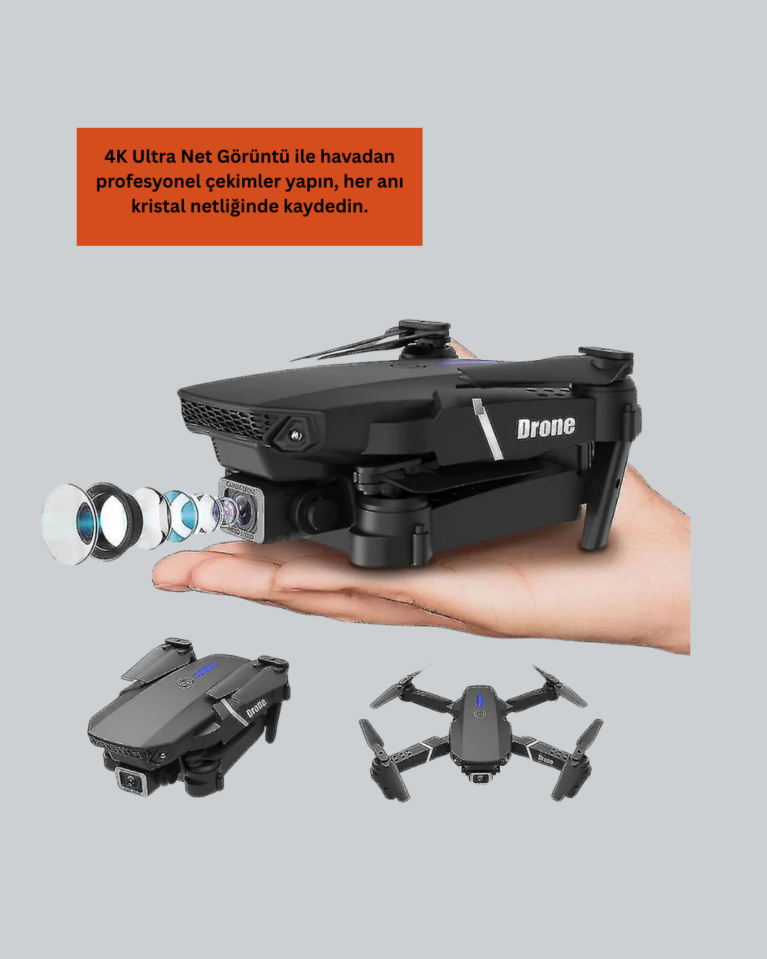 Katlanabilir 4K Kamera Drone Uzaktan Kumandalı Profesyonel Drone - Görsel 2