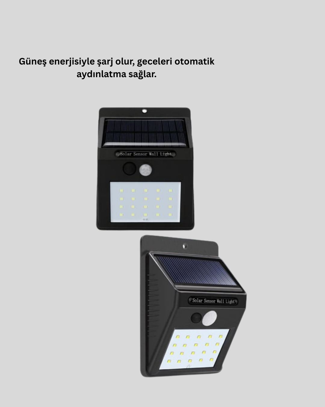 Solar Enerjili 20 LED Hareket Sensörlü Duvar Lambası - Görsel 2