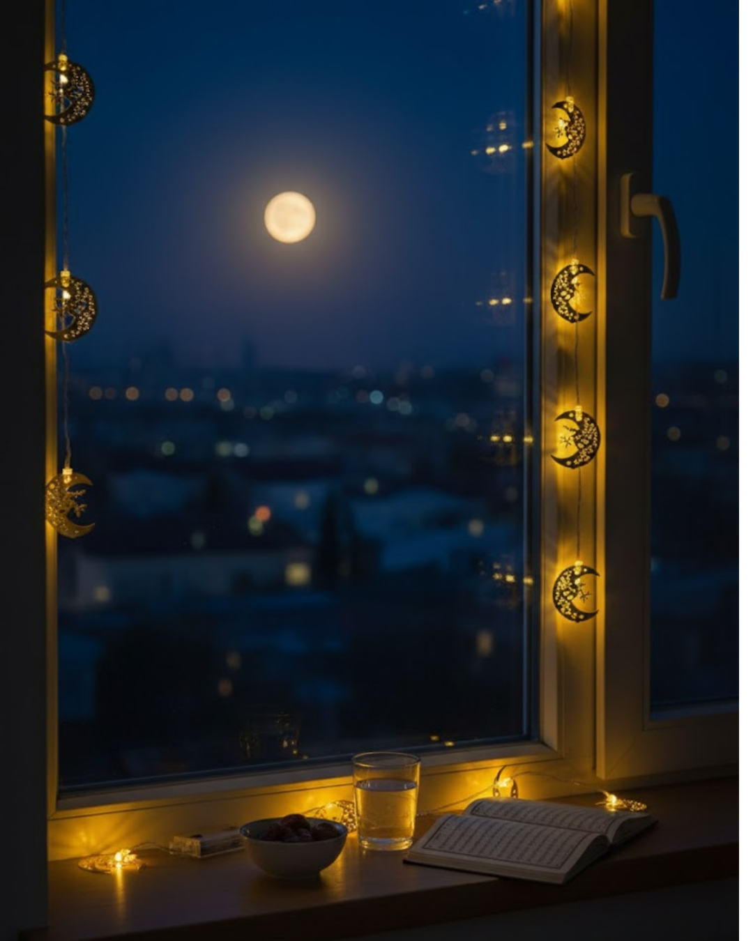 Gold Renk Metal Minareli Hilal LED Işık Pilli Ramazan Süsü - Görsel 2