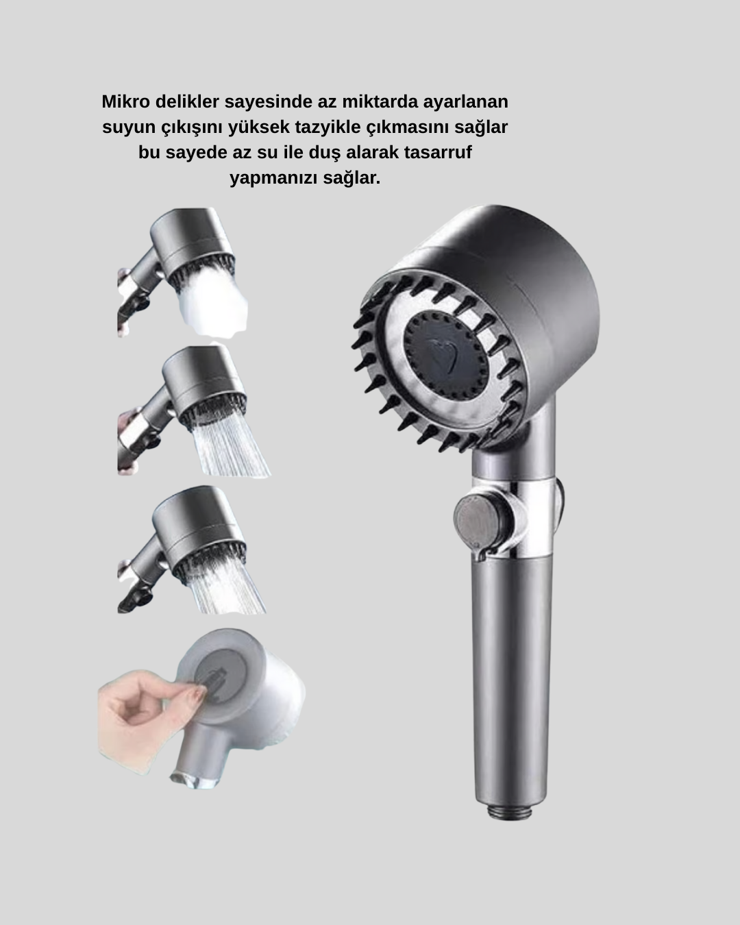 Spa Etkili Masaj Uçlu Duş Başlığı Ergonomik Tasarım - Görsel 2