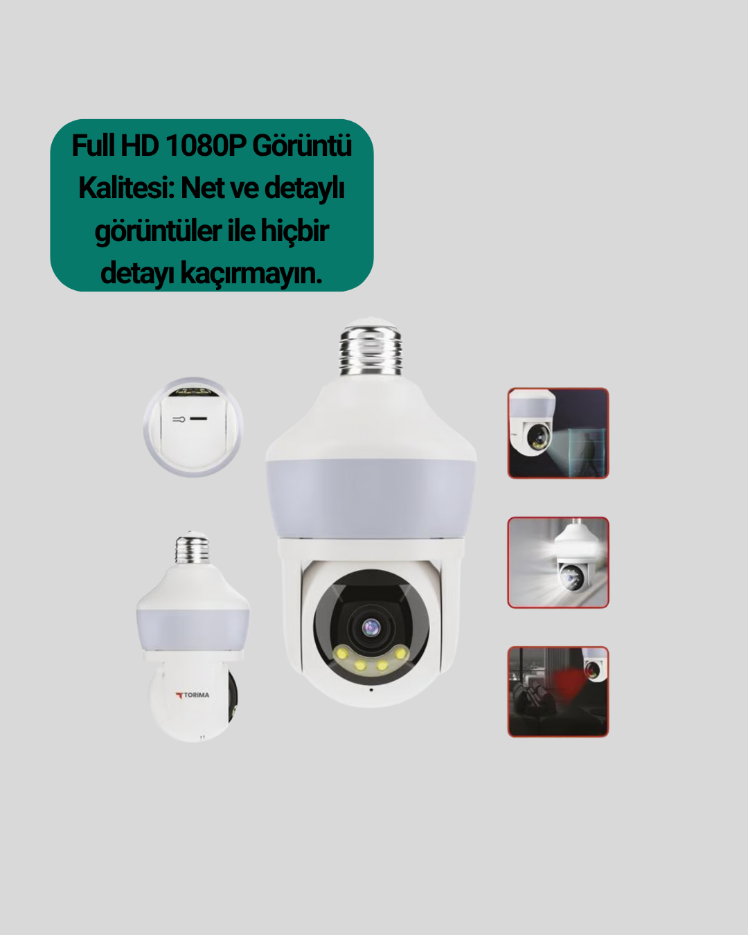 1080P Görüntü Kaliteli Wi-Fi Ampul Tipi Güvenlik Kamerası - Görsel 3