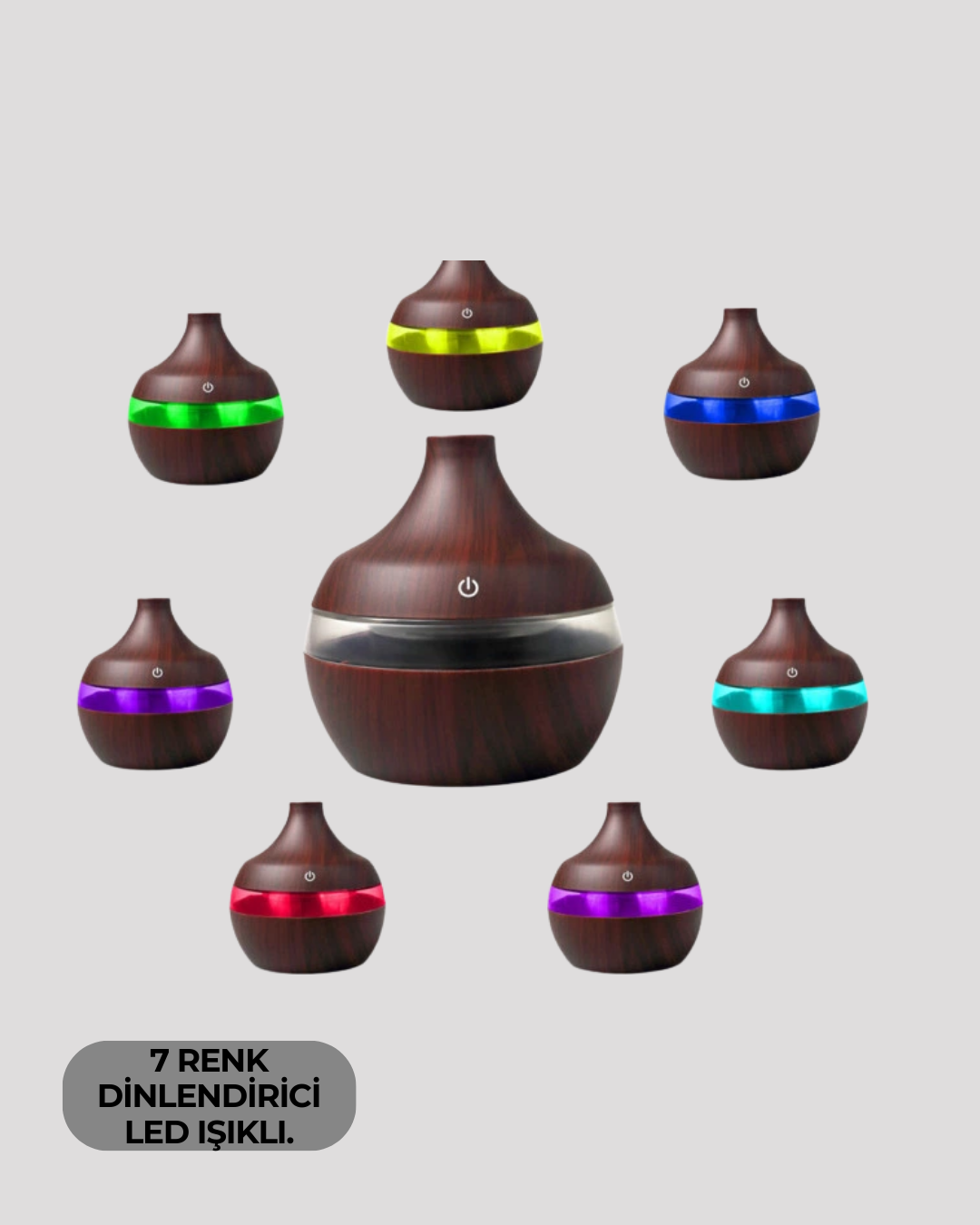 7 Renk LED Işıklı Ultrasonik Aroma Difüzör 300 ml - Görsel 3